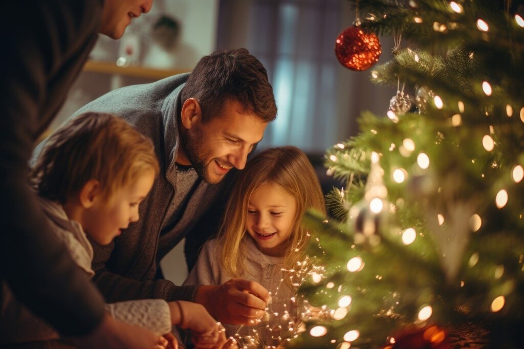 Décoration sapin Noël famille