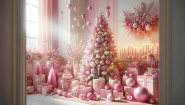 boules de noel roses